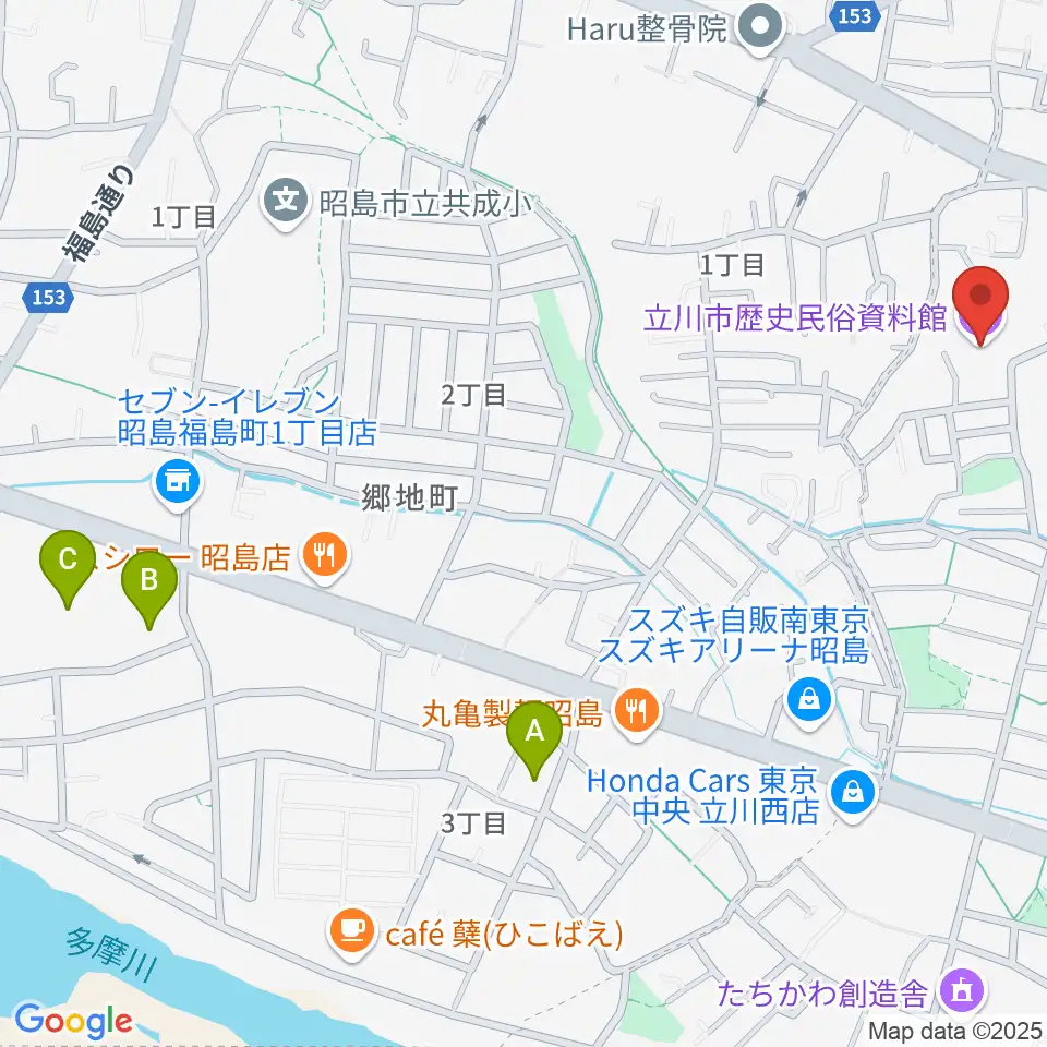 立川市歴史民俗資料館周辺のホテル一覧地図