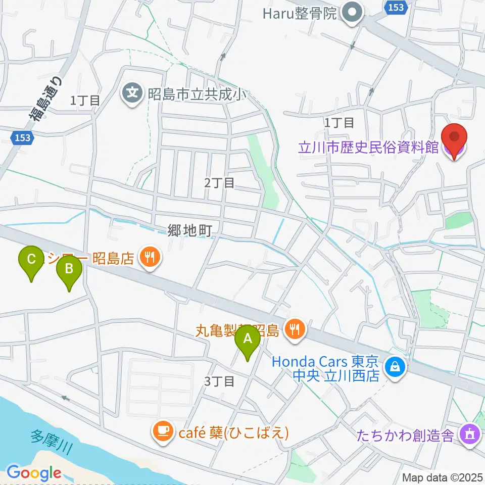 立川市歴史民俗資料館周辺のホテル一覧地図
