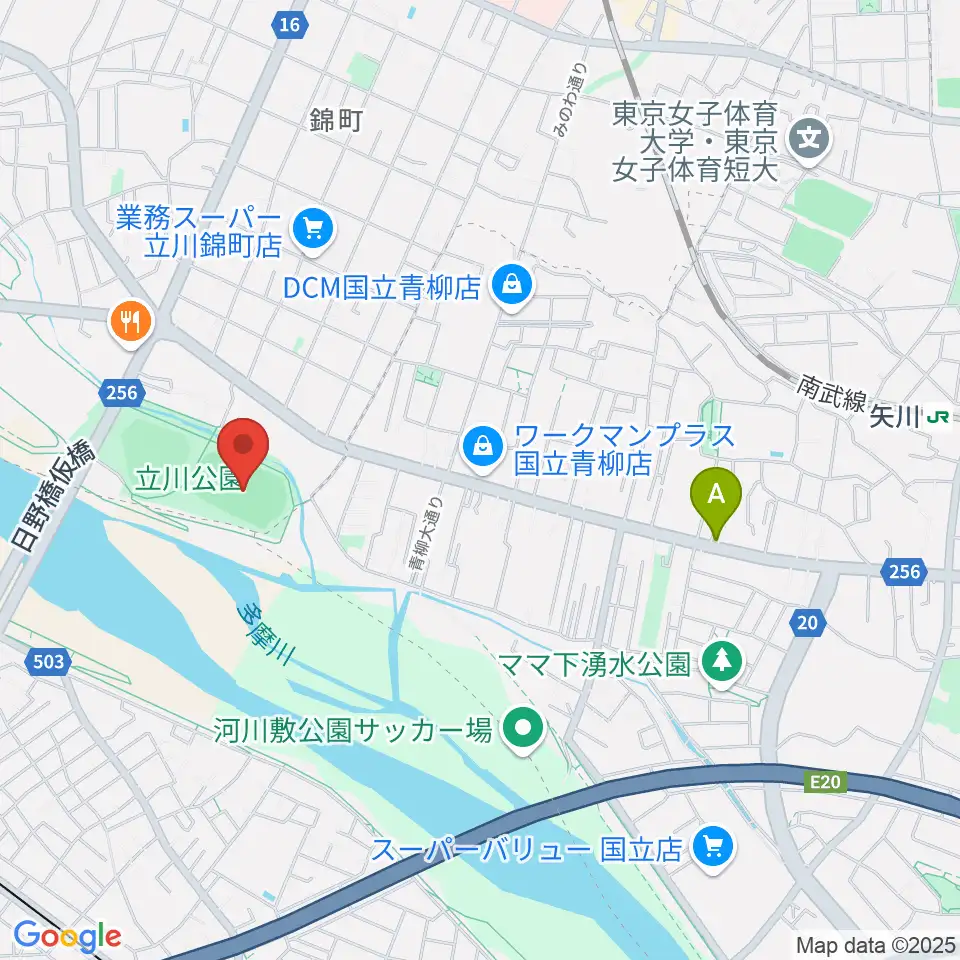 立川公園陸上競技場周辺のホテル一覧地図
