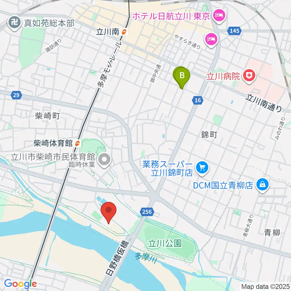 立川公園新堤防運動広場周辺のホテル一覧地図