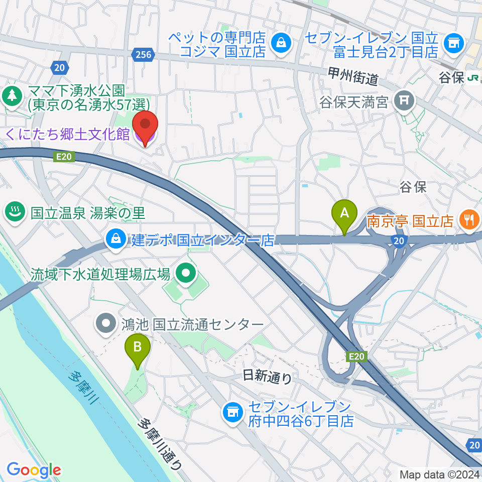 くにたち郷土文化館周辺のホテル一覧地図