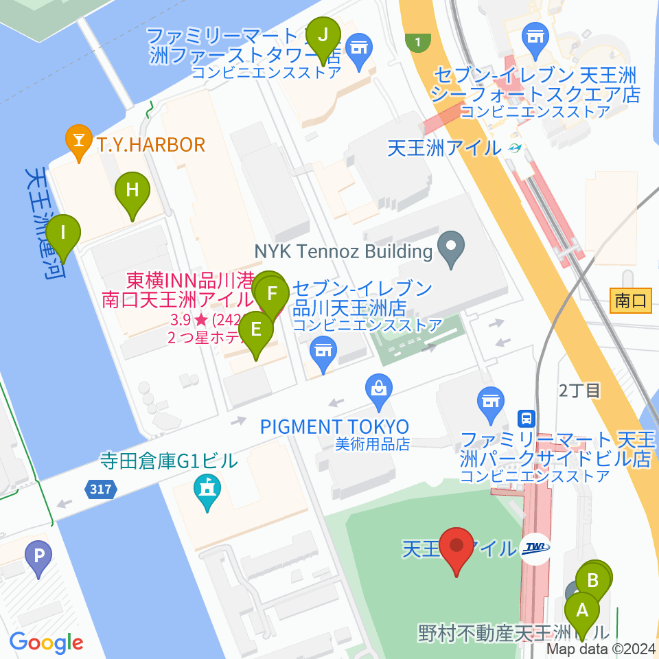 天王洲公園サッカー場周辺のホテル一覧地図