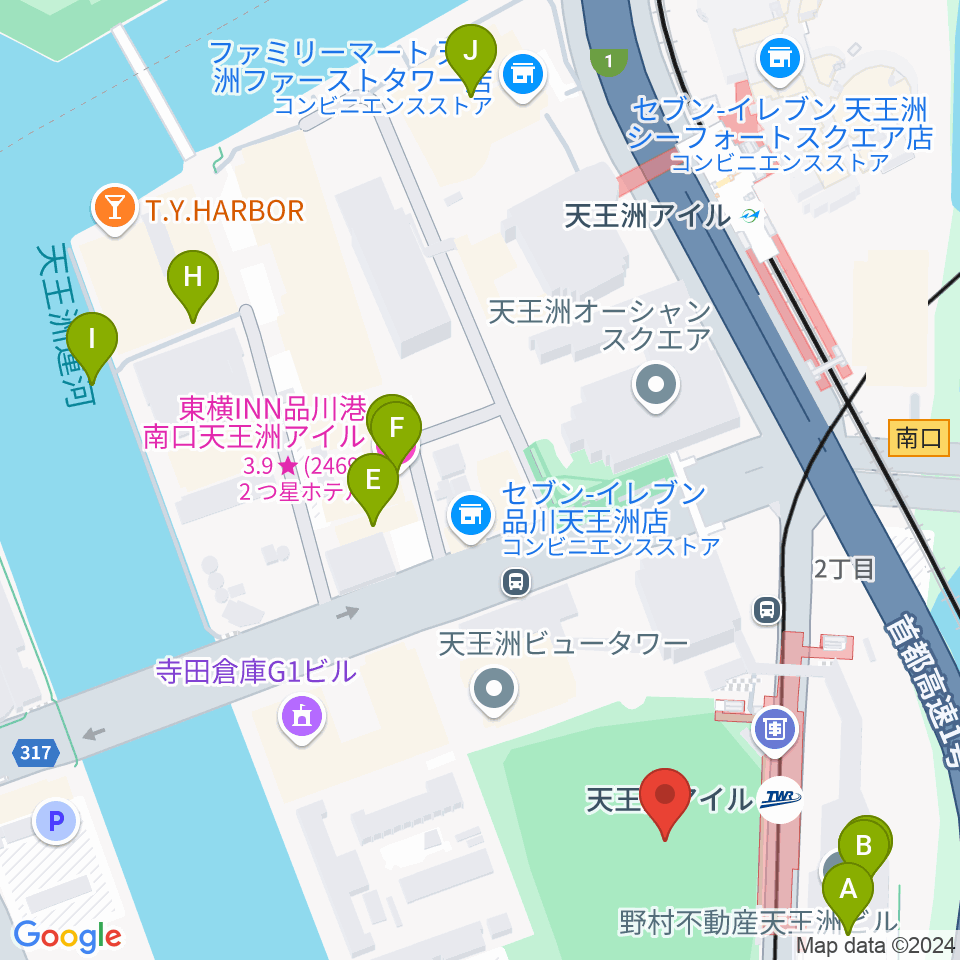 天王洲公園サッカー場周辺のホテル一覧地図