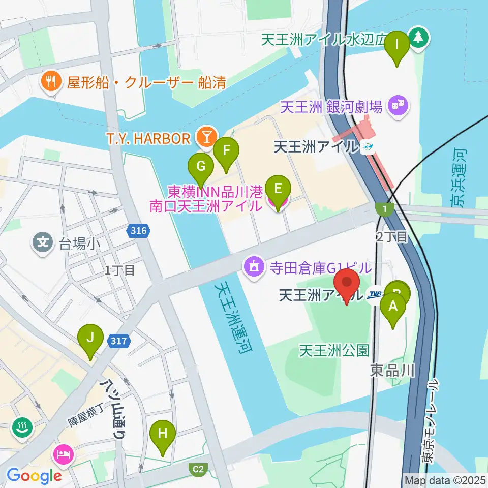 天王洲公園サッカー場周辺のホテル一覧地図