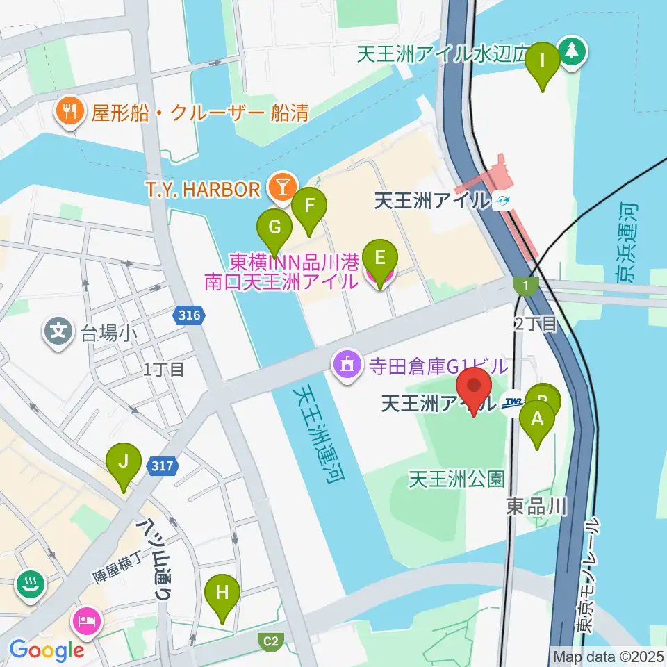 天王洲公園サッカー場周辺のホテル一覧地図