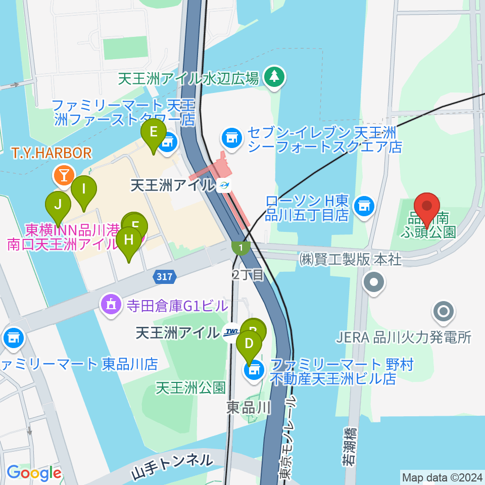 品川南ふ頭公園野球場周辺のホテル一覧地図