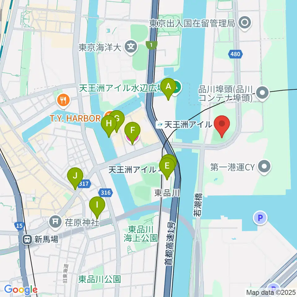 品川南ふ頭公園野球場周辺のホテル一覧地図