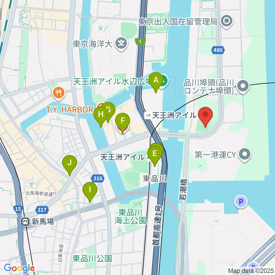 品川南ふ頭公園野球場周辺のホテル一覧地図