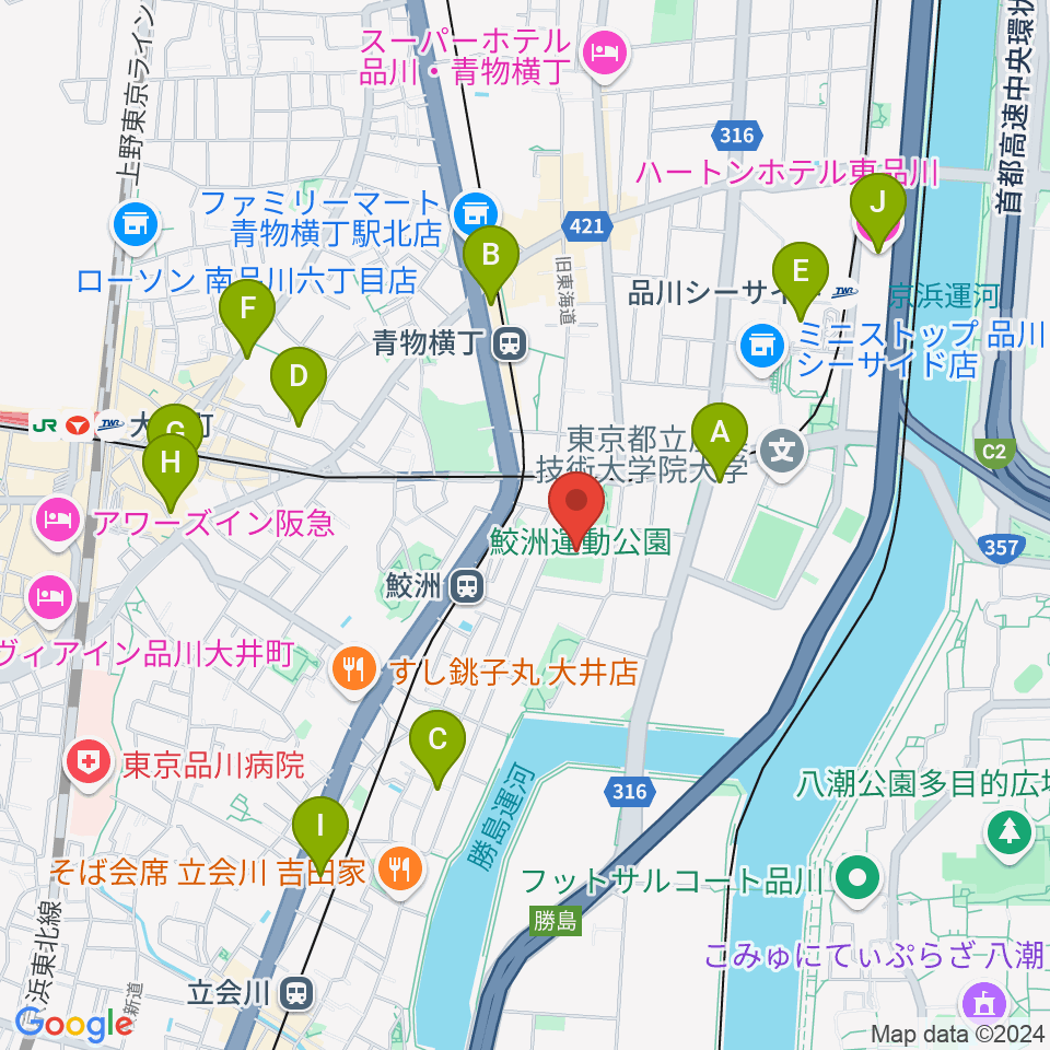 鮫洲運動公園軟式こども野球場周辺のホテル一覧地図