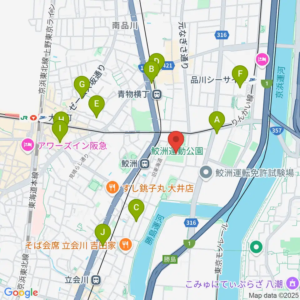 鮫洲運動公園軟式こども野球場周辺のホテル一覧地図