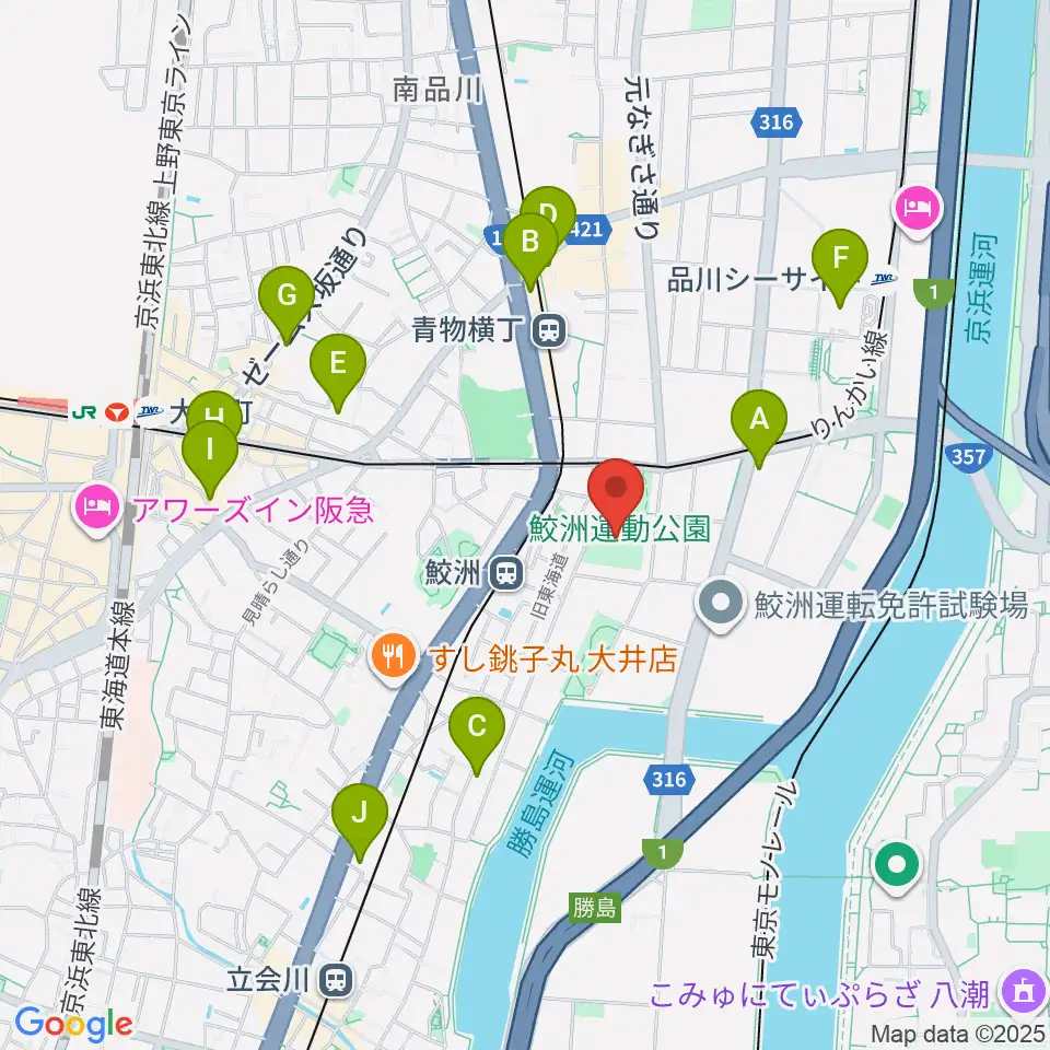 鮫洲運動公園軟式こども野球場周辺のホテル一覧地図