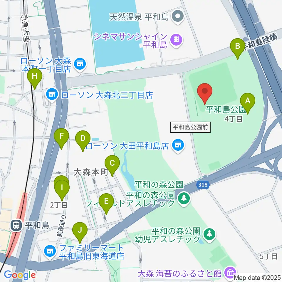 平和島公園野球場周辺のホテル一覧地図