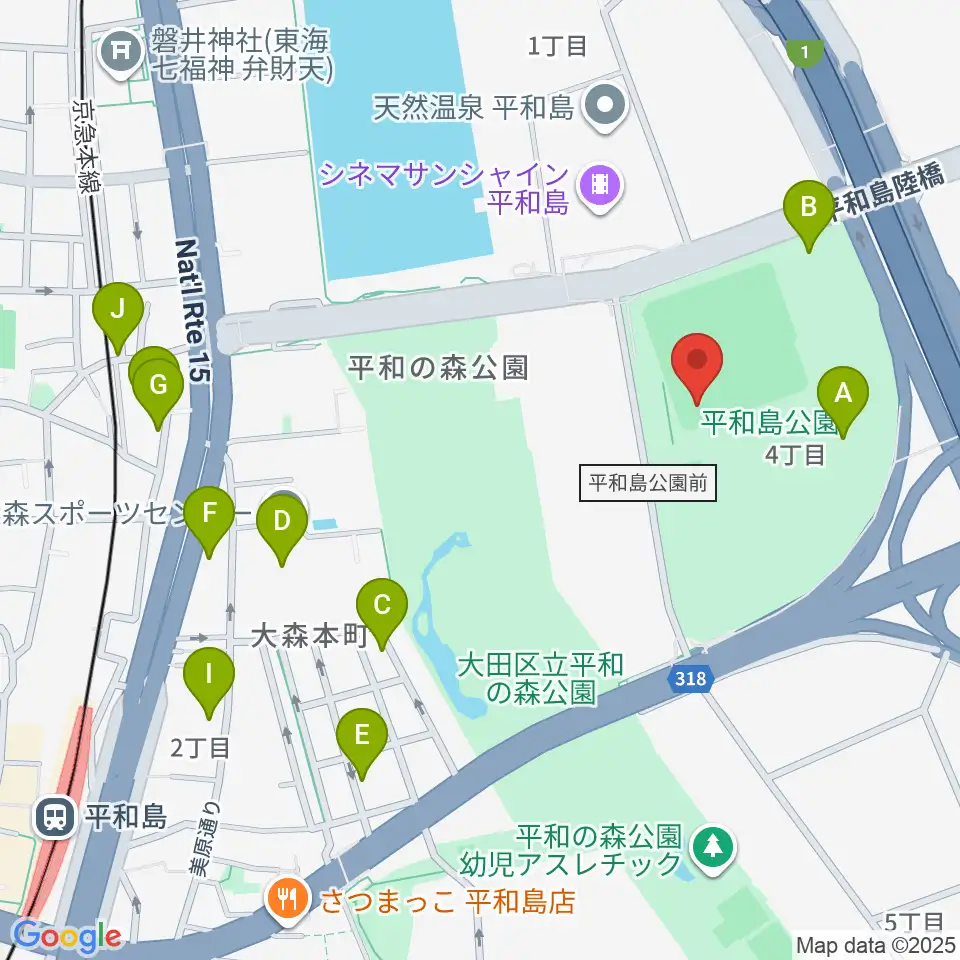 平和島公園野球場周辺のホテル一覧地図