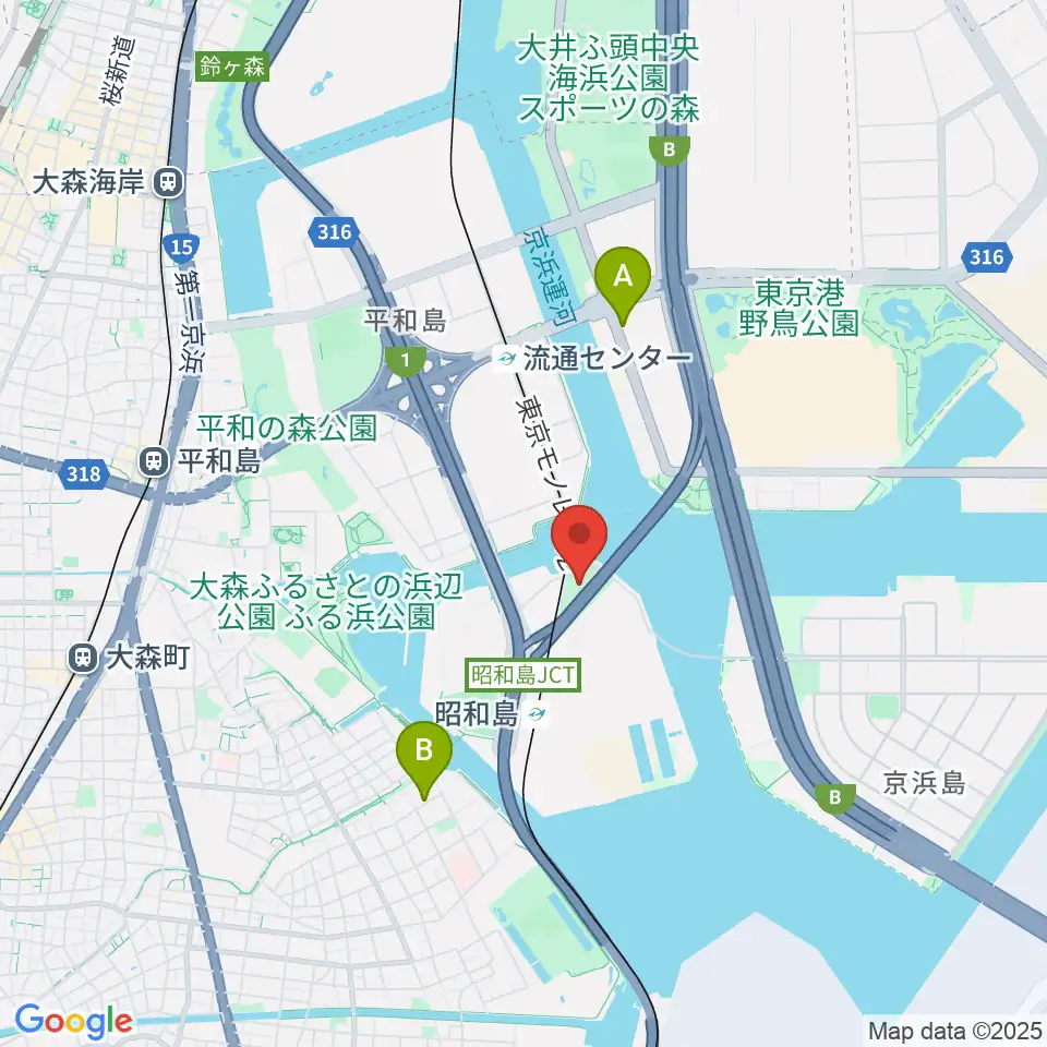 昭和島二丁目公園サッカー場周辺のホテル一覧地図