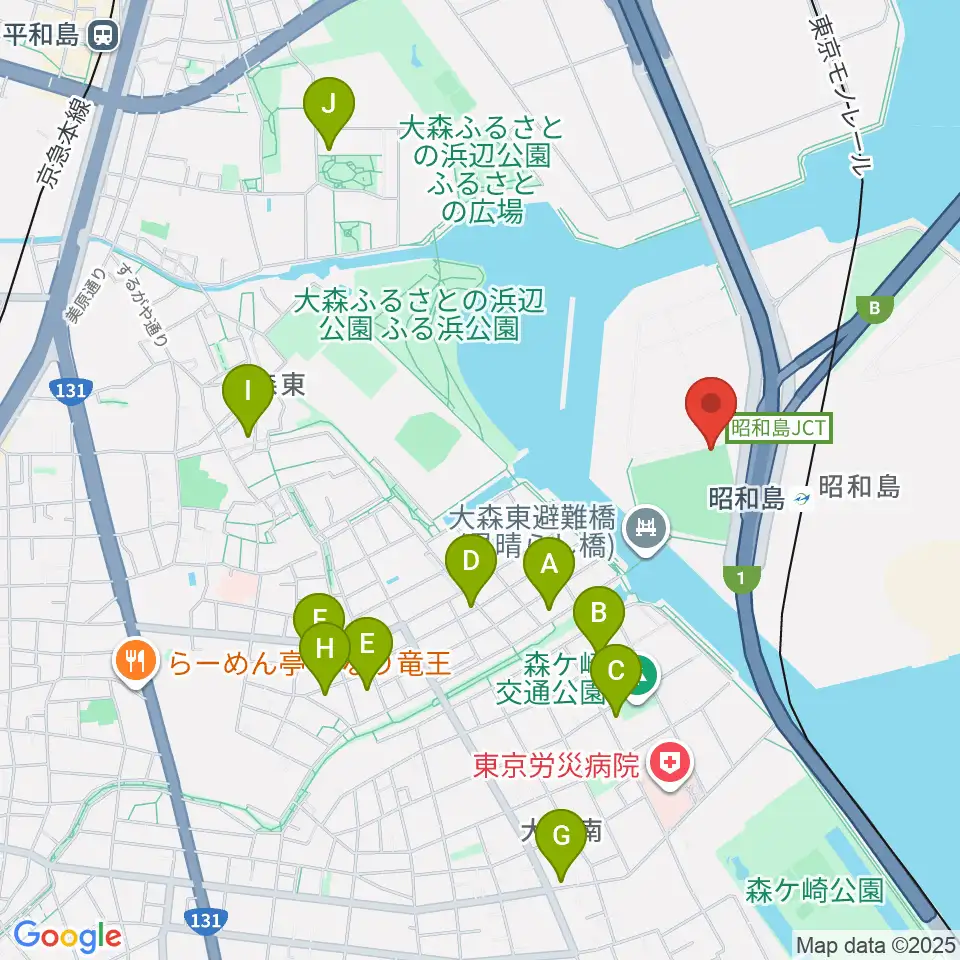 昭和島運動場野球場周辺のホテル一覧地図