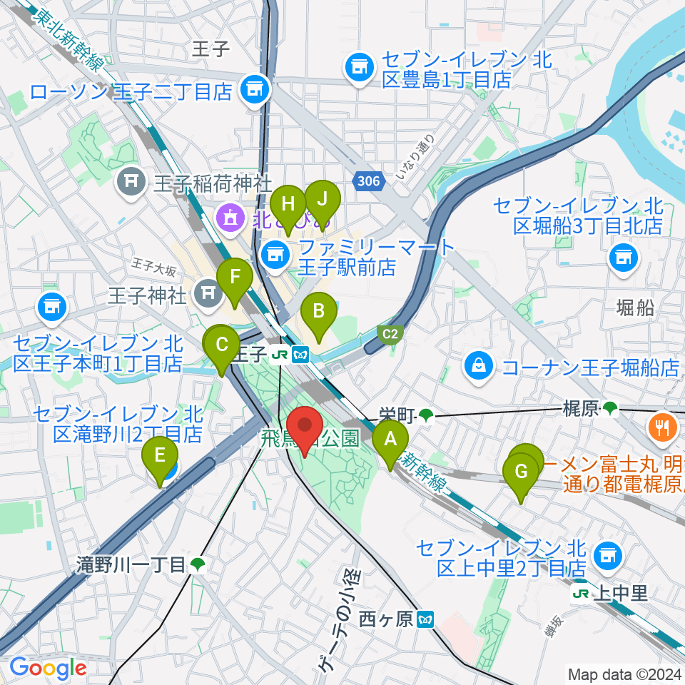 紙の博物館周辺のホテル一覧地図