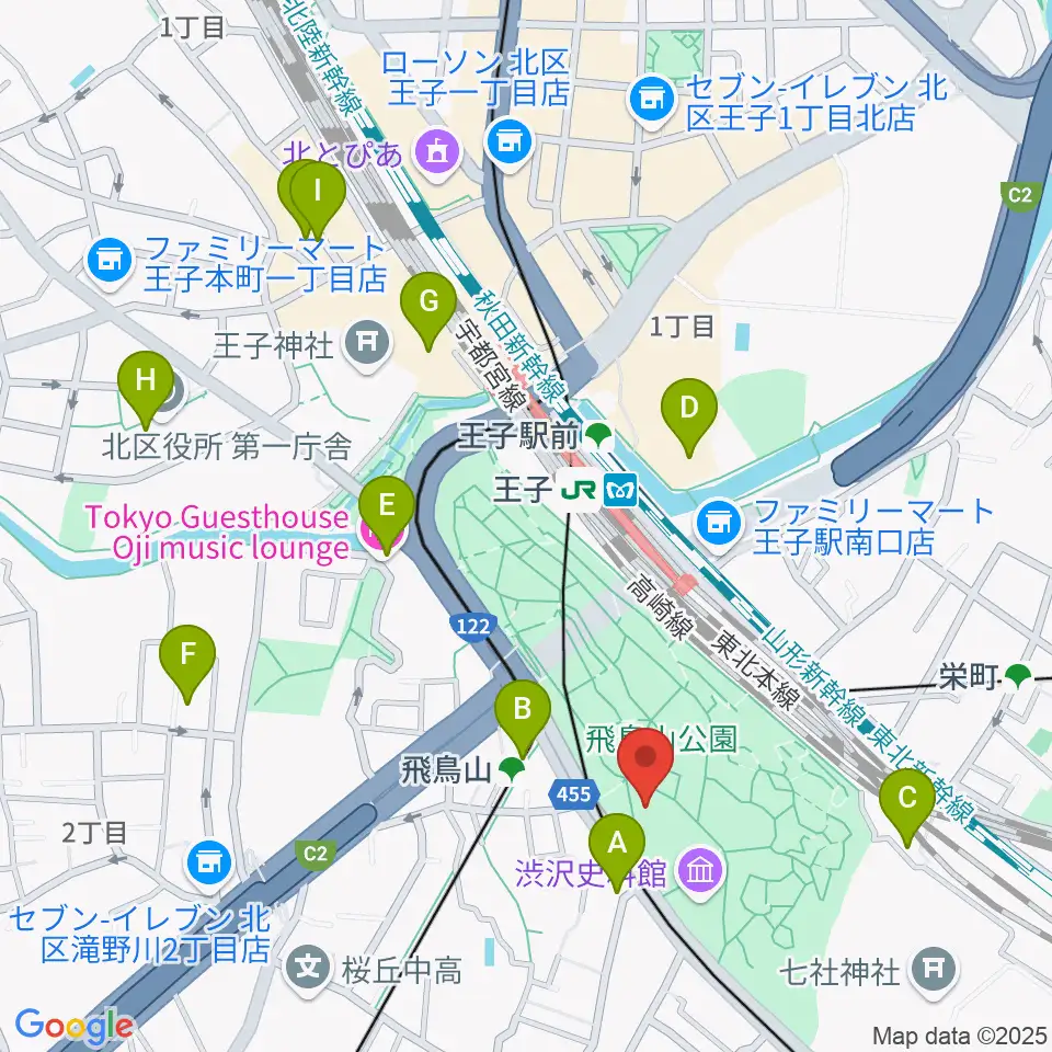 紙の博物館周辺のホテル一覧地図