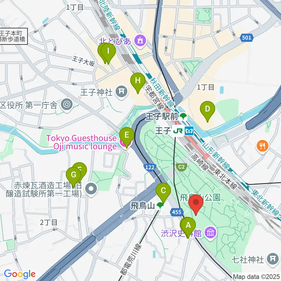 紙の博物館周辺のホテル一覧地図