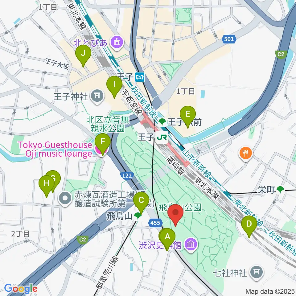 紙の博物館周辺のホテル一覧地図