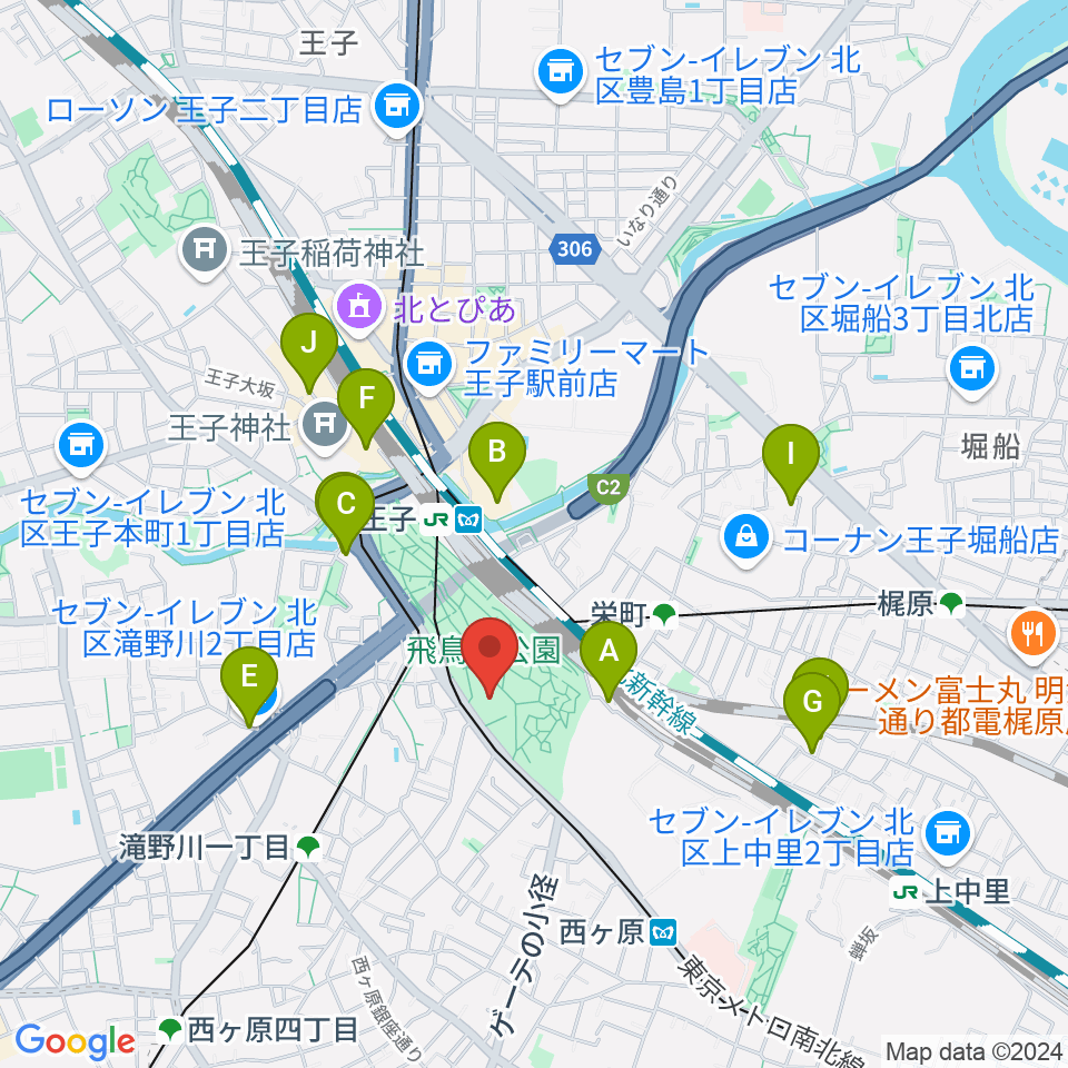 北区飛鳥山博物館周辺のホテル一覧地図