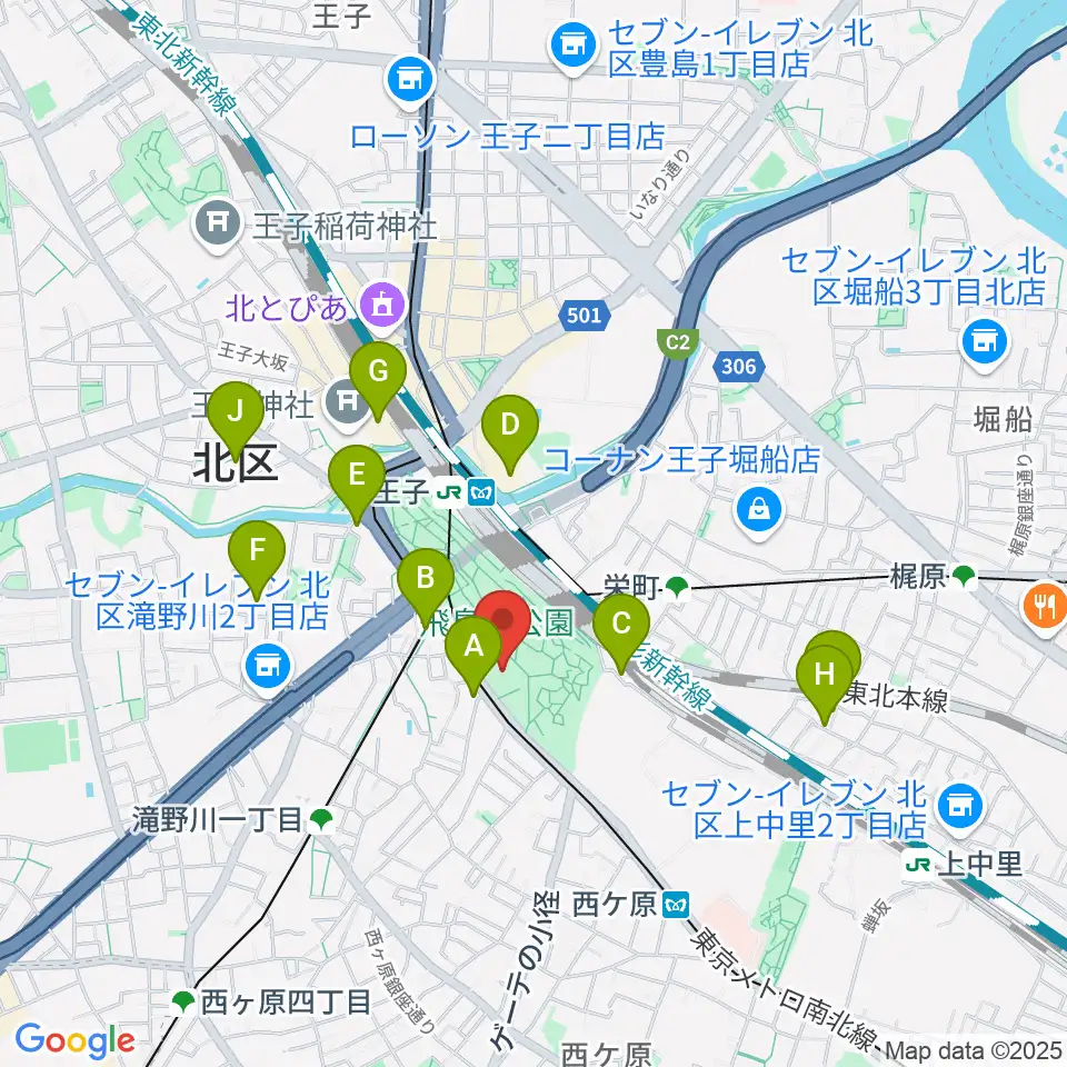 北区飛鳥山博物館周辺のホテル一覧地図