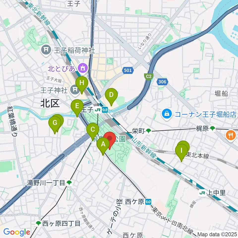 北区飛鳥山博物館周辺のホテル一覧地図
