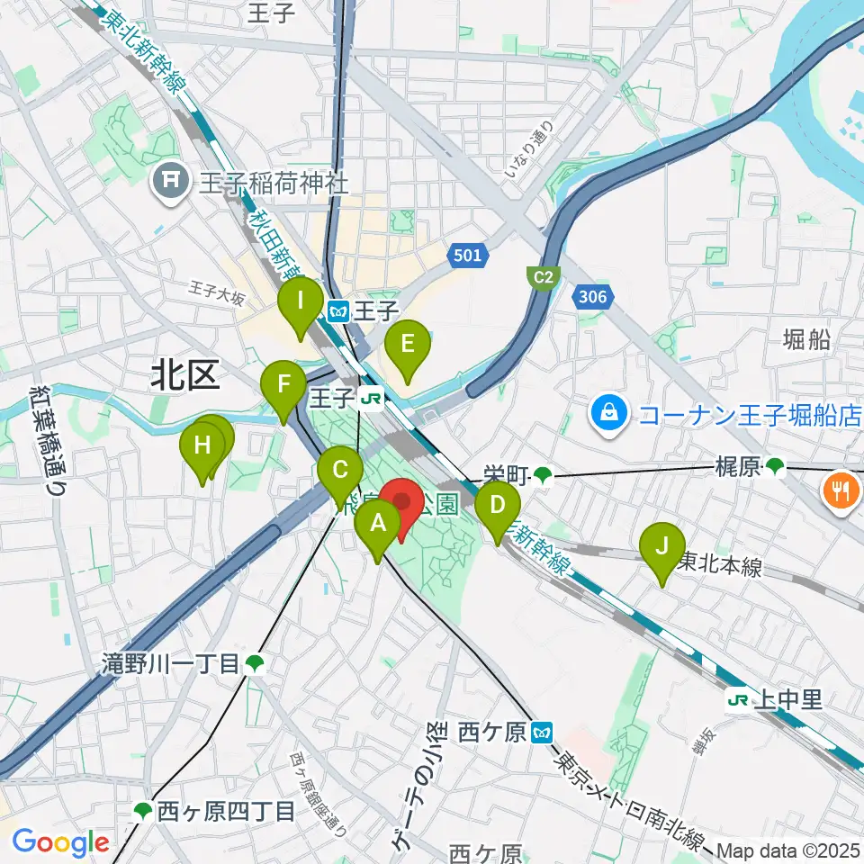 北区飛鳥山博物館周辺のホテル一覧地図