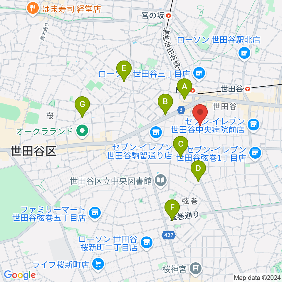 世田谷区立郷土資料館周辺のホテル一覧地図