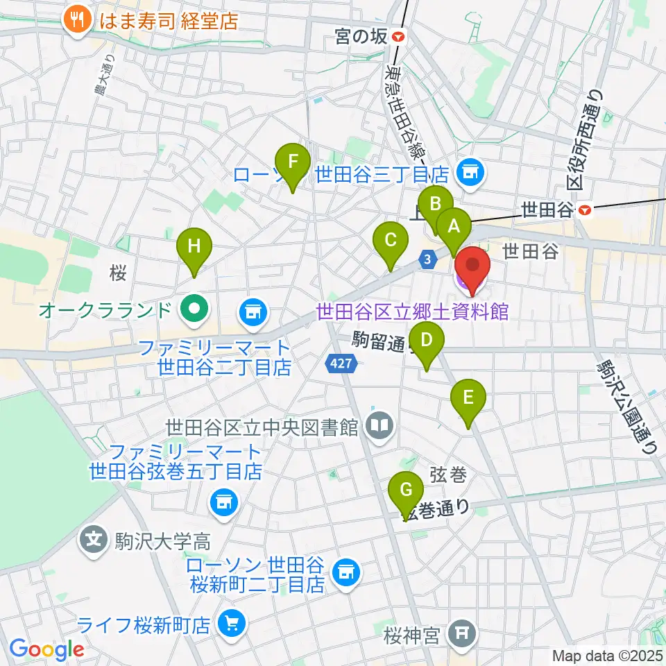 世田谷区立郷土資料館周辺のホテル一覧地図