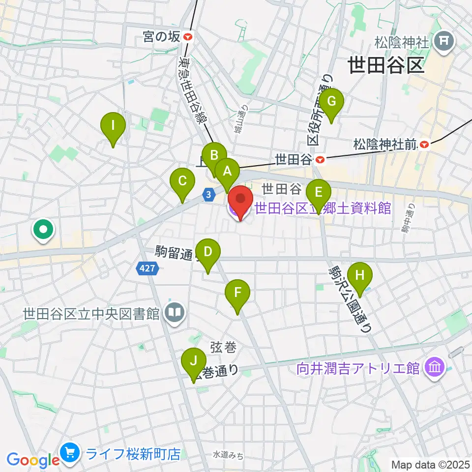 世田谷区立郷土資料館周辺のホテル一覧地図