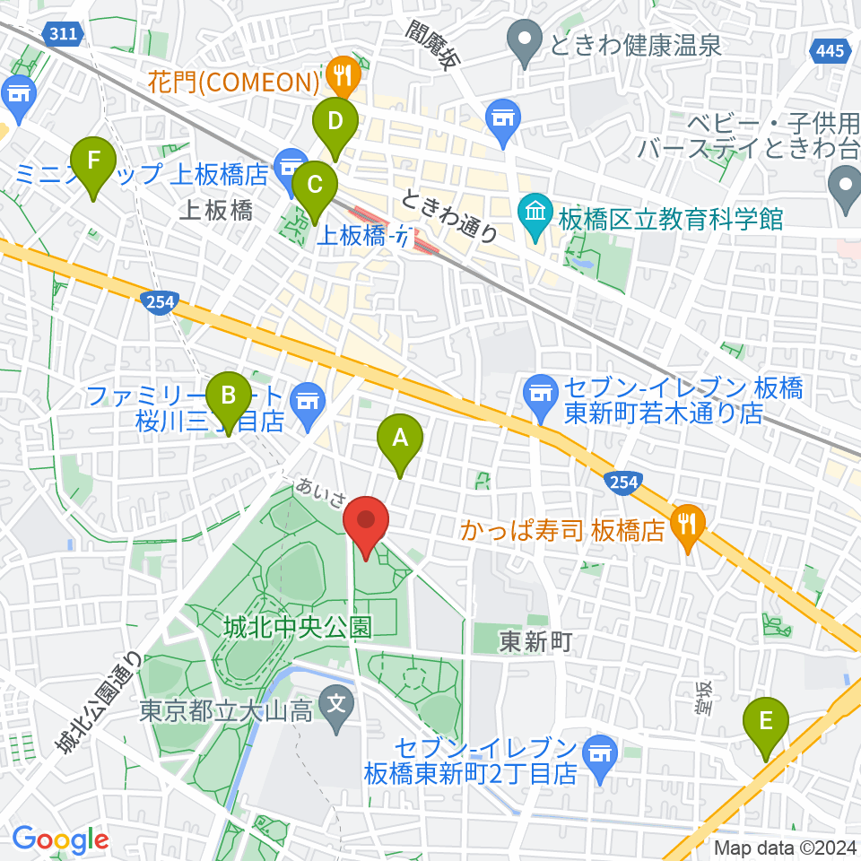 上板橋体育館周辺のホテル一覧地図