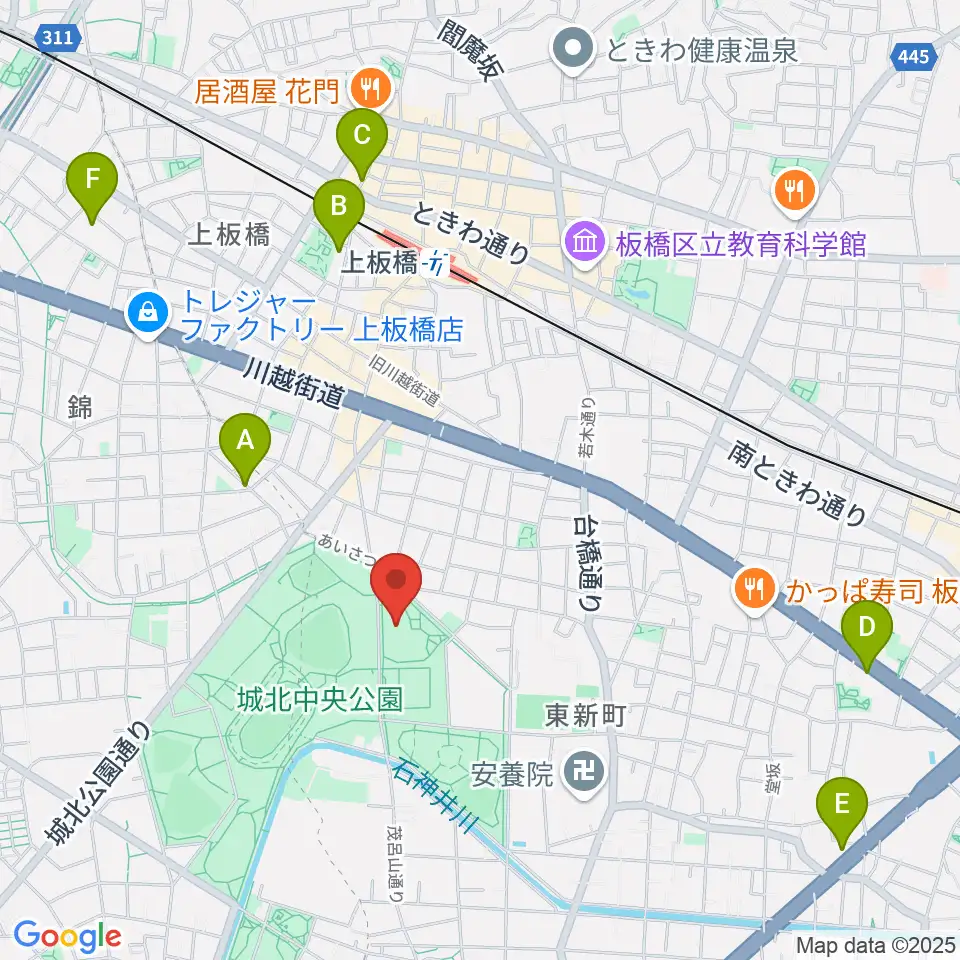 上板橋体育館周辺のホテル一覧地図