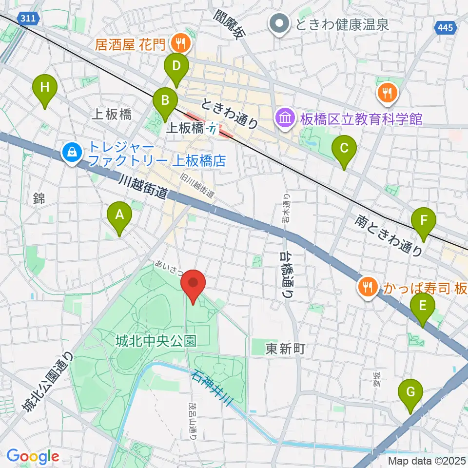 上板橋体育館周辺のホテル一覧地図