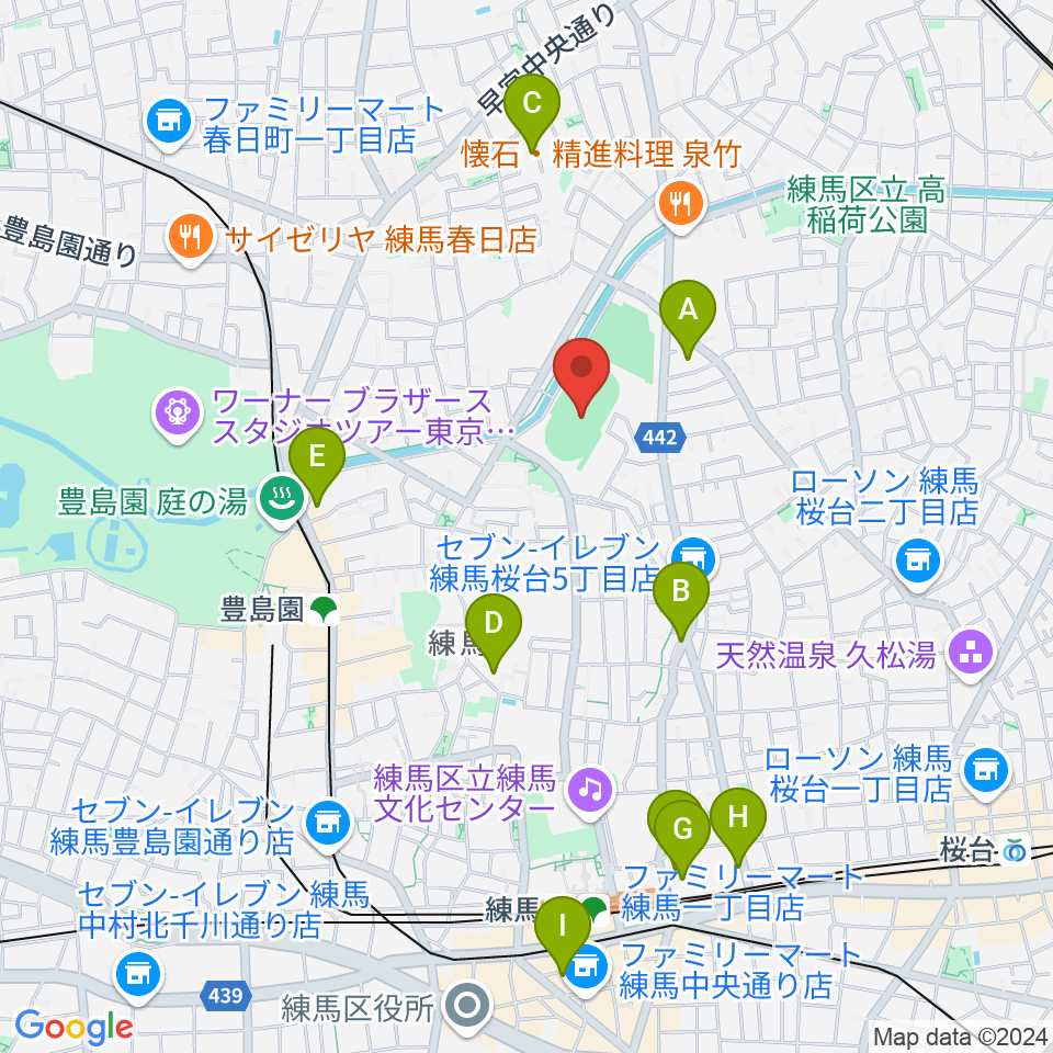 練馬総合運動場公園陸上競技場周辺のホテル一覧地図