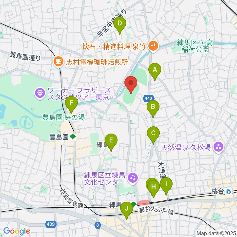 練馬総合運動場公園陸上競技場周辺のホテル一覧地図