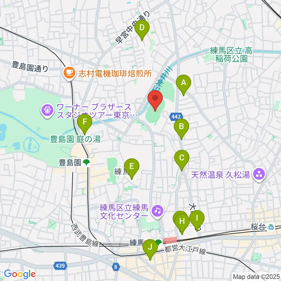練馬総合運動場公園陸上競技場周辺のホテル一覧地図