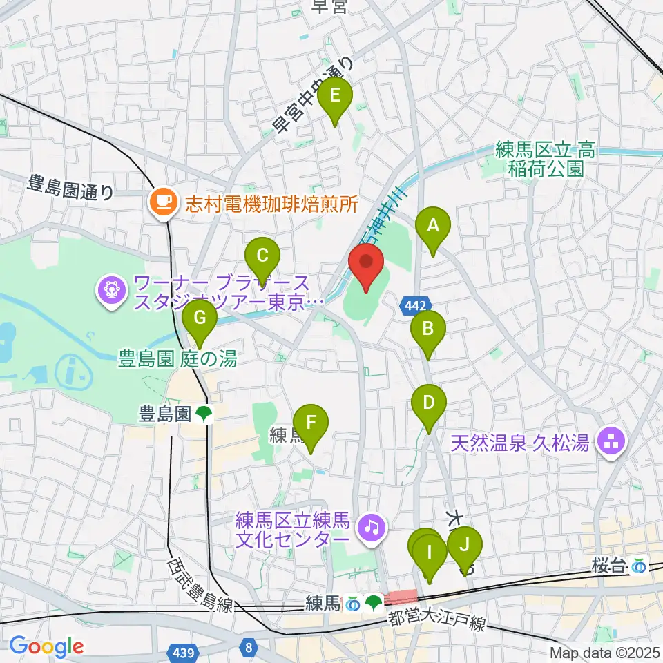 練馬総合運動場公園陸上競技場周辺のホテル一覧地図