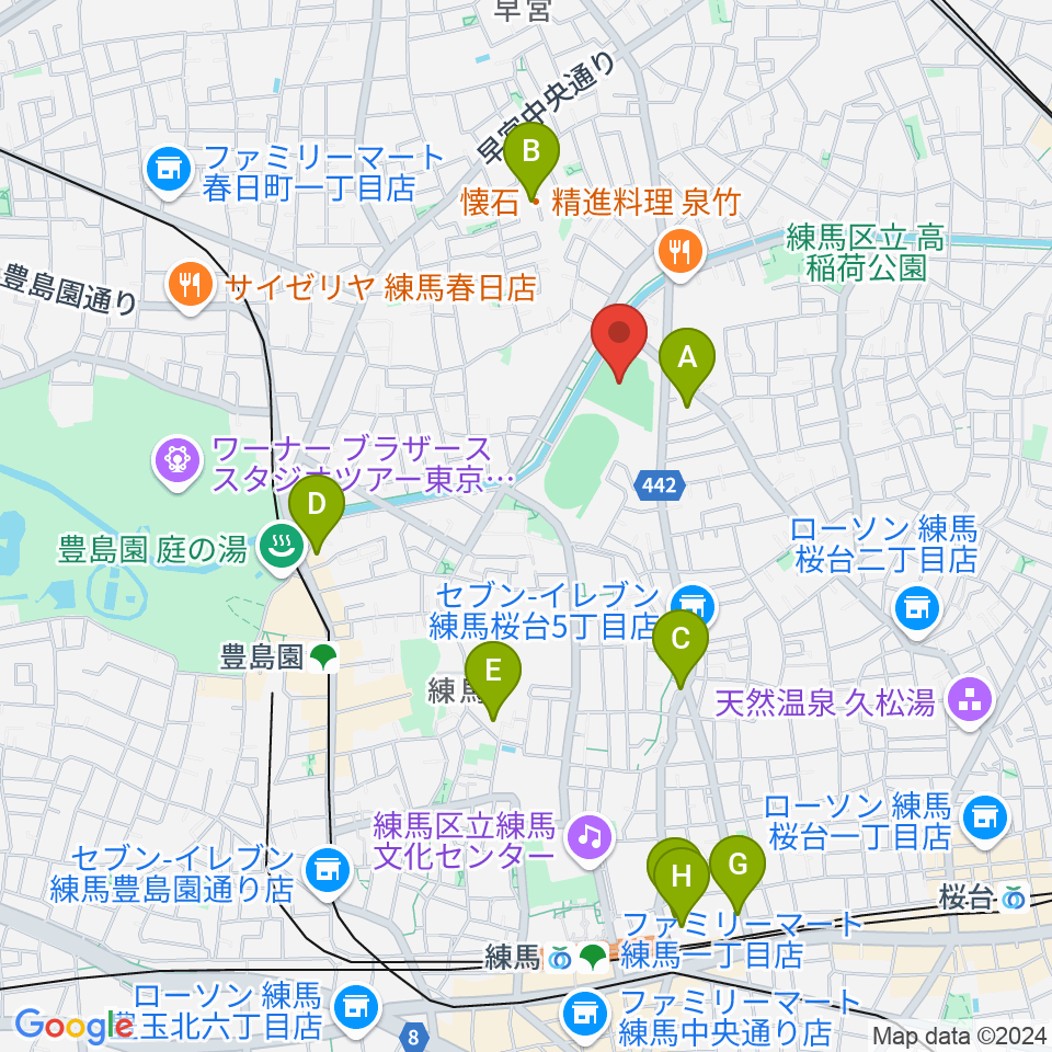 練馬総合運動場少年野球場周辺のホテル一覧地図