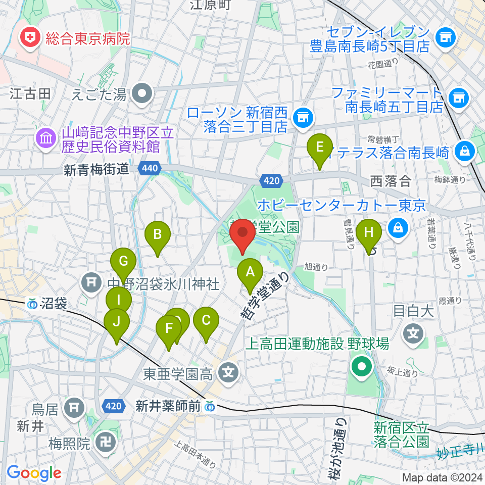 妙正寺川公園運動広場周辺のホテル一覧地図