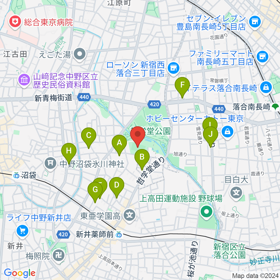 妙正寺川公園運動広場周辺のホテル一覧地図