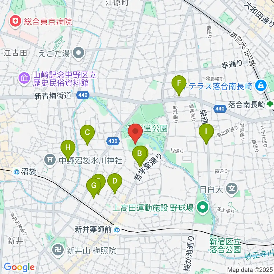 妙正寺川公園運動広場周辺のホテル一覧地図