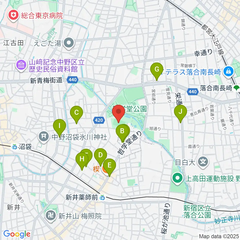 妙正寺川公園運動広場周辺のホテル一覧地図