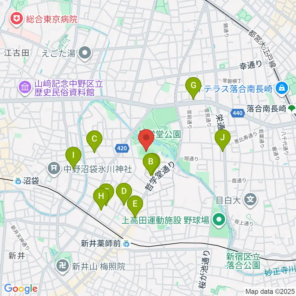 妙正寺川公園運動広場周辺のホテル一覧地図