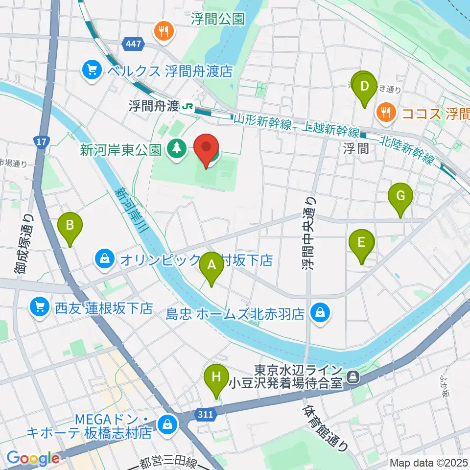 浮間子どもスポーツ広場野球場周辺のホテル一覧地図