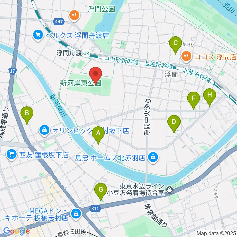 浮間子どもスポーツ広場野球場周辺のホテル一覧地図