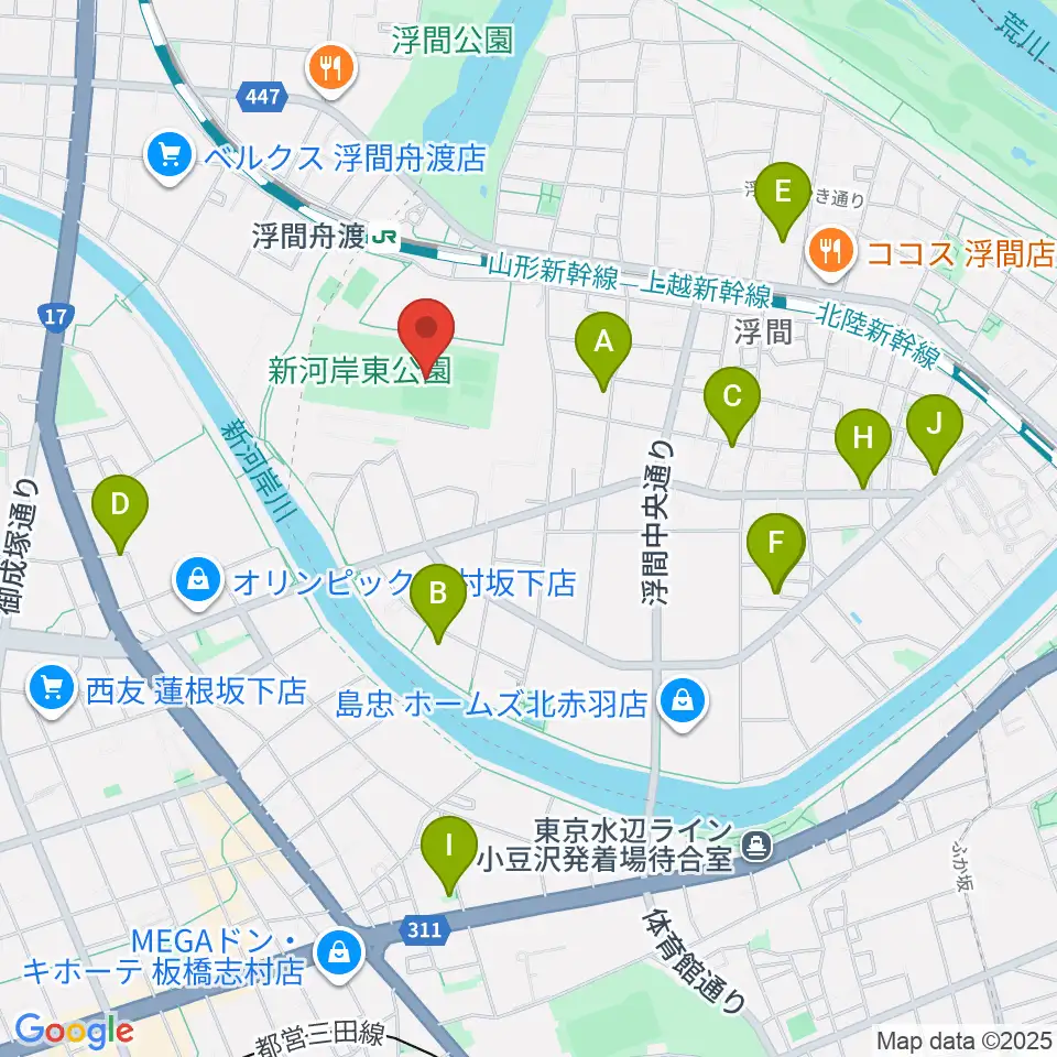 浮間子どもスポーツ広場野球場周辺のホテル一覧地図