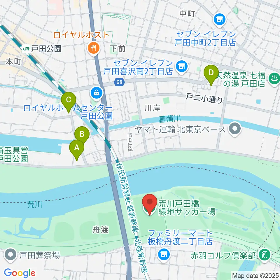 荒川戸田橋サッカー場周辺のホテル一覧地図