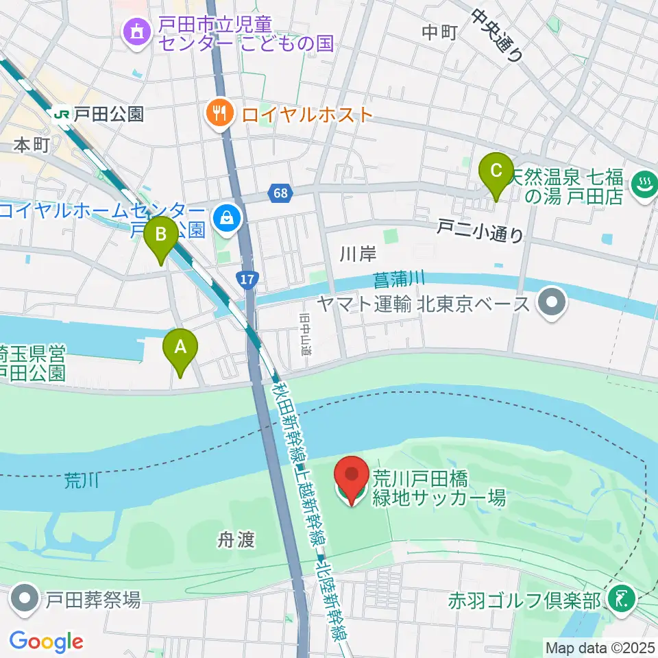 荒川戸田橋サッカー場周辺のホテル一覧地図