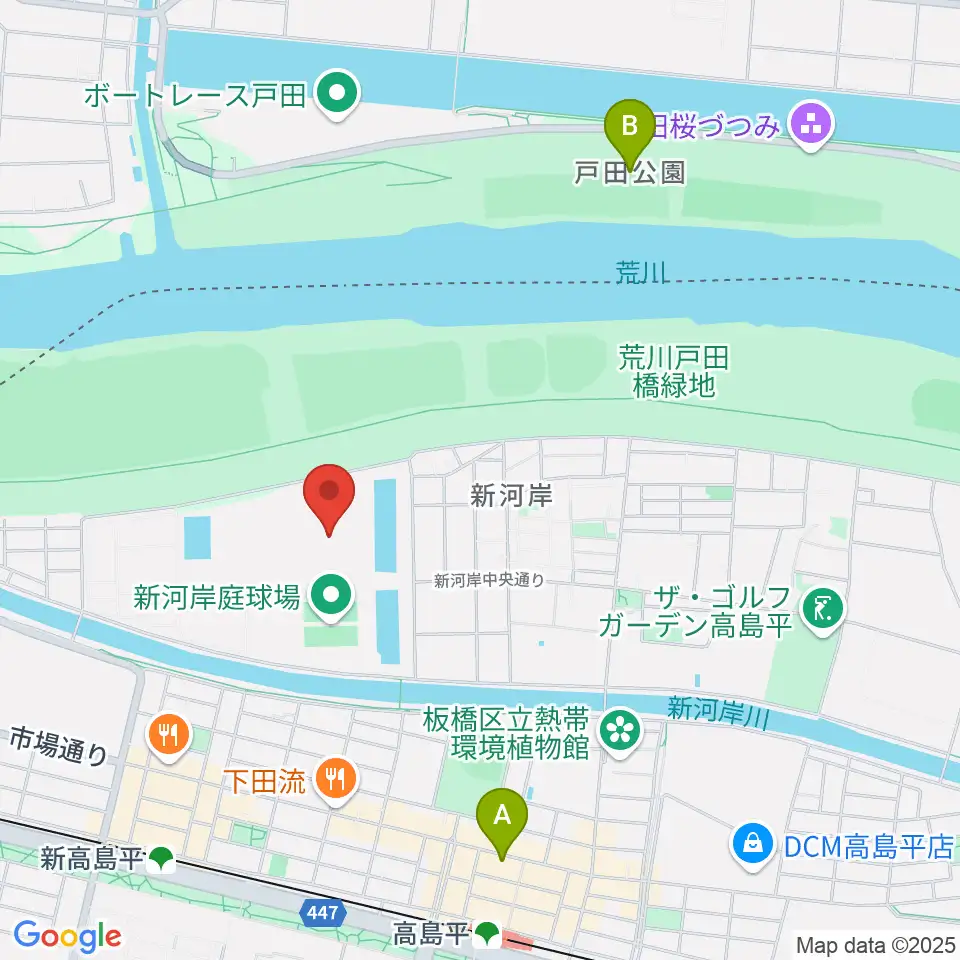 新河岸陸上競技場周辺のホテル一覧地図