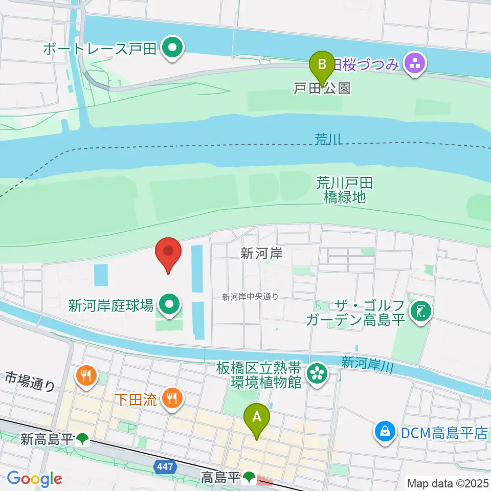 新河岸陸上競技場周辺のホテル一覧地図